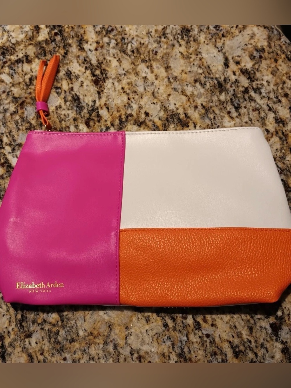Elizabeth Arden Colorblock Cosmetic Pouch — Pink, White & Orange